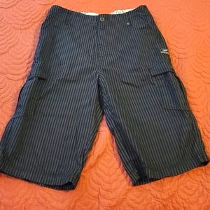 Vans Long Cargo Shorts Boy's Size 20 Black and White Striped